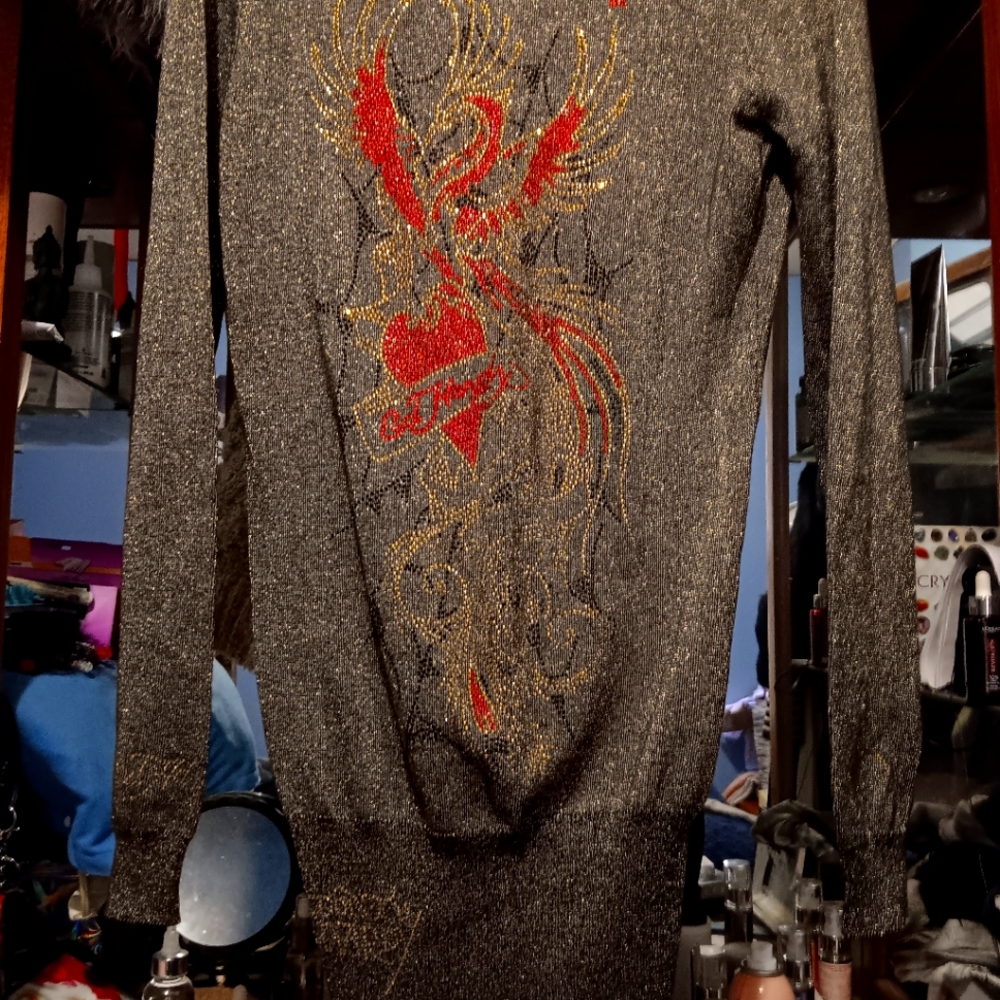 **SALE**ED Hardy NWOT "Eternal" rhinestone dragon gold and black sparkle